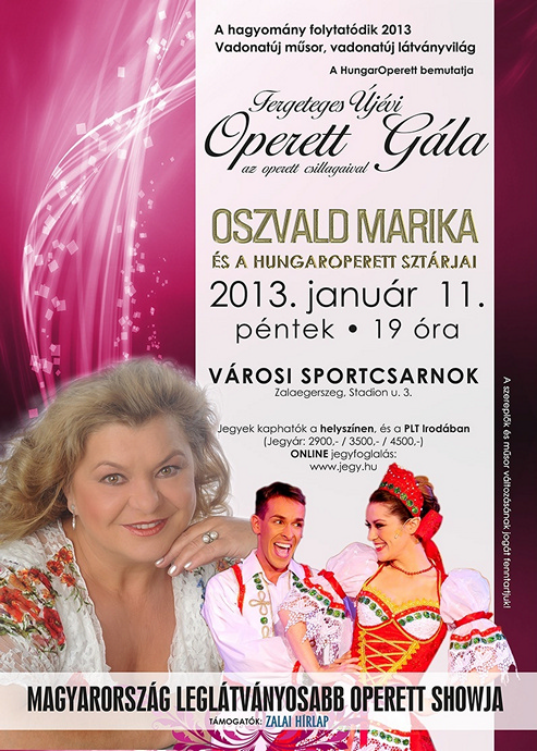Újévi Operett Gála 2013-ban Zalaegerszegen! Jegyek itt!